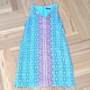 NANETTE LEPORE Blue Patterned Sleeveless Dress 6